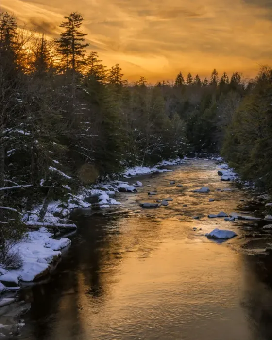 Framed Print : USA, West Virginia, Blackwater Falls. Sunset on Blackwater River landscape