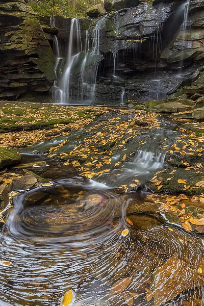 USA, West Virginia, Blackwater Falls State Park. Waterfall and whirlpool scenic. Credit as