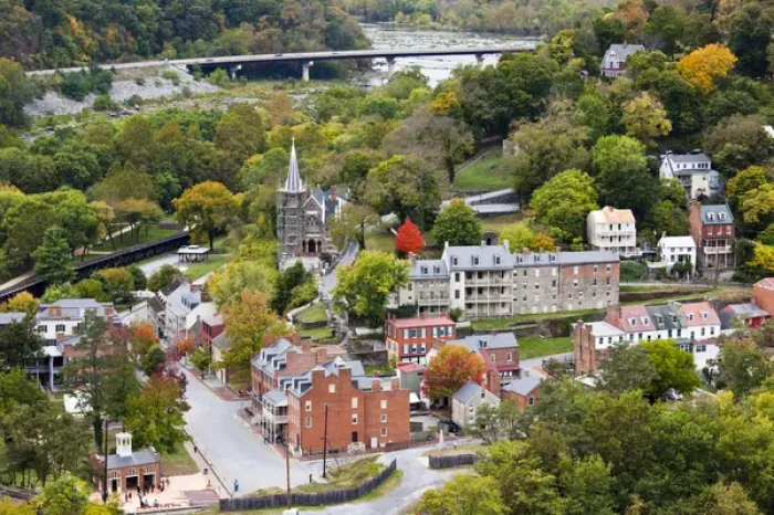 Framed Print : USA, West Virginia, Harpers Ferry. Harpers Ferry National Historic Park, high angle