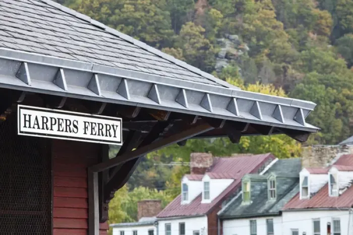 Framed Print : USA, West Virginia, Harpers Ferry. Harpers Ferry National Historic Park, train station Framed Print : USA, West Virginia, Harpers Ferry. Harpers Ferry National Historic Park, train station
