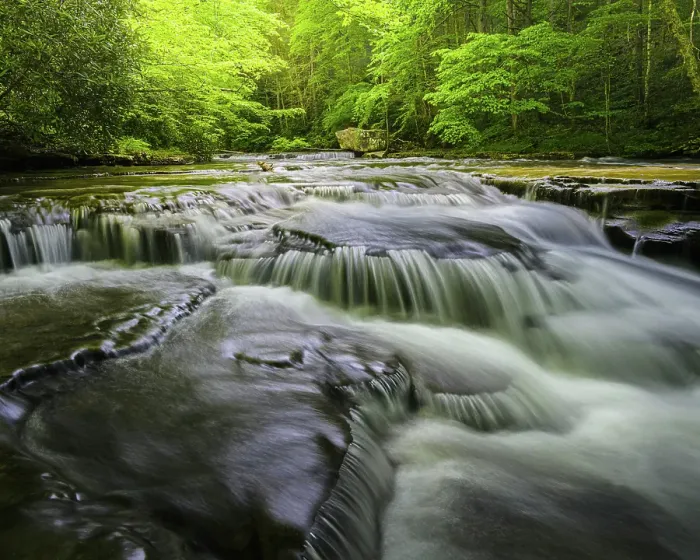 Framed Print : USA, West Virginia, New River Gorge National Park. Landscape with creek waterfall cascades. ©Jay O'Brien / Jaynes Gallery / DanitaDelimont.com Framed Print : USA, West Virginia, New River Gorge National Park. Landscape with creek waterfall cascades. ©Jay O'Brien / Jaynes Gallery / DanitaDelimont.com