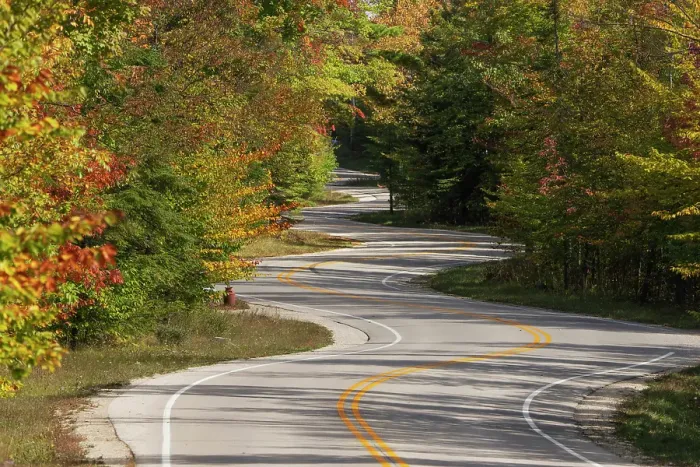 Framed Print : USA, Wisconsin. Curvy road in Door County in autumn. ©Don Grall / Jaynes Gallery / DanitaDelimont.com Framed Print : USA, Wisconsin. Curvy road in Door County in autumn. ©Don Grall / Jaynes Gallery / DanitaDelimont.com