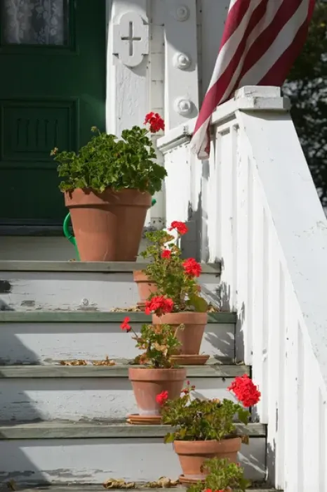 Framed Print : USA-WISCONSIN-Mississippi River Valley-Stockholm: Flowered Porch Framed Print : USA-WISCONSIN-Mississippi River Valley-Stockholm: Flowered Porch