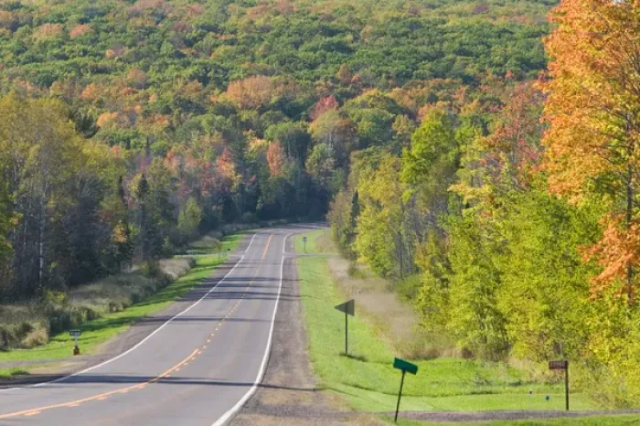 Framed Print : USA-WISCONSIN-Redcliff: Lake Superior Shore- Highway 13  /  Autumn