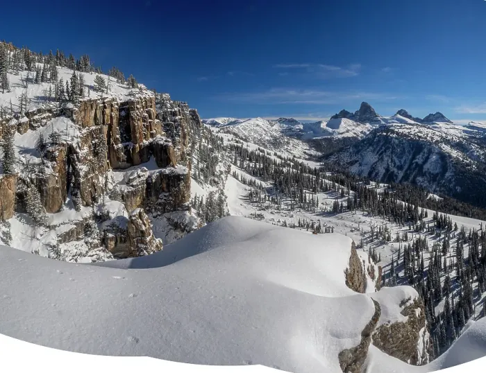 Framed Print : USA, Wyoming. Cliff in Teton Canyon after fresh snow Framed Print : USA, Wyoming. Cliff in Teton Canyon after fresh snow