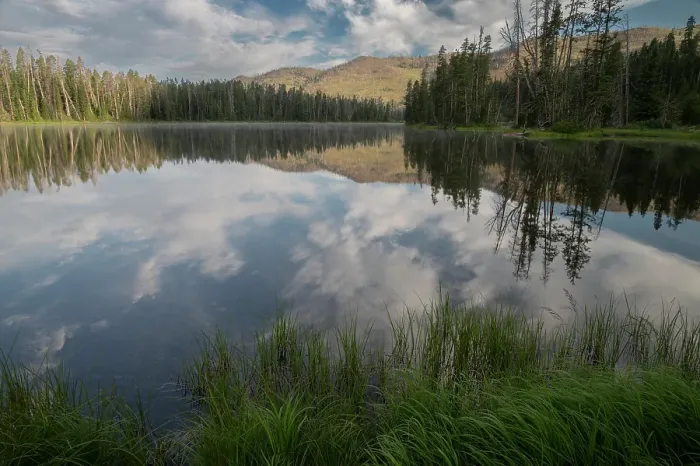 Framed Print : USA, Wyoming. Clouds reflected in Sylvan Lake, Yellowstone National Park Framed Print : USA, Wyoming. Clouds reflected in Sylvan Lake, Yellowstone National Park