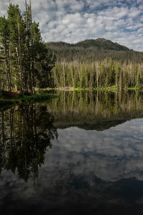 Framed Print : USA, Wyoming. Clouds reflected in Sylvan Lake, Yellowstone National Park