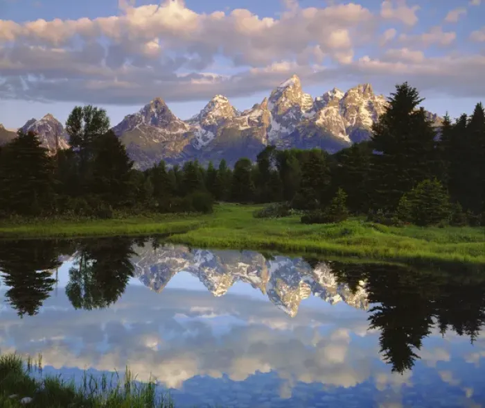 Framed Print : USA; Wyoming, Grand Teton National Park. A Grand Tetons reflecting in the Snake River
