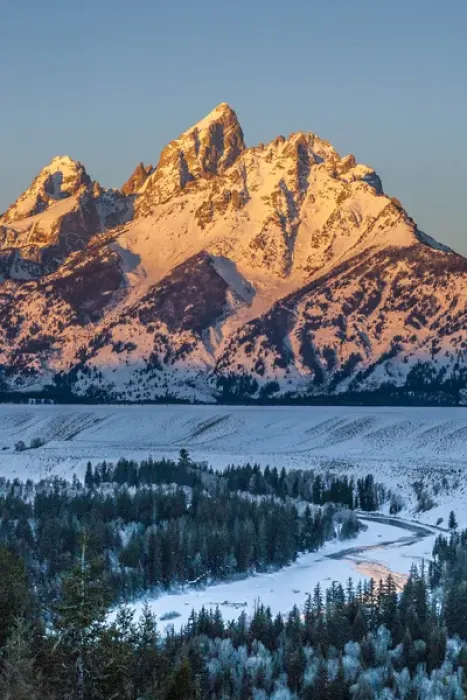 Framed Print : USA, Wyoming, Grand Teton National Park. Mountain landscape at sunrise. Credit as Framed Print : USA, Wyoming, Grand Teton National Park. Mountain landscape at sunrise. Credit as