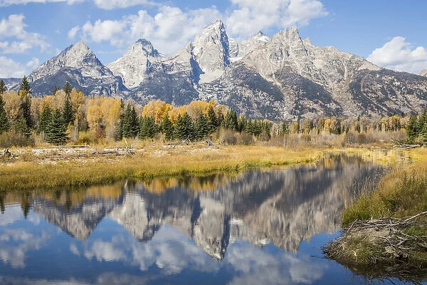 USA, Wyoming, Grand Teton National Park, the Grand Teton Mountains are reflected