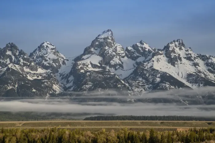 Framed Print : USA, Wyoming, Grand Teton National Park. Morning fog and mountains Framed Print : USA, Wyoming, Grand Teton National Park. Morning fog and mountains