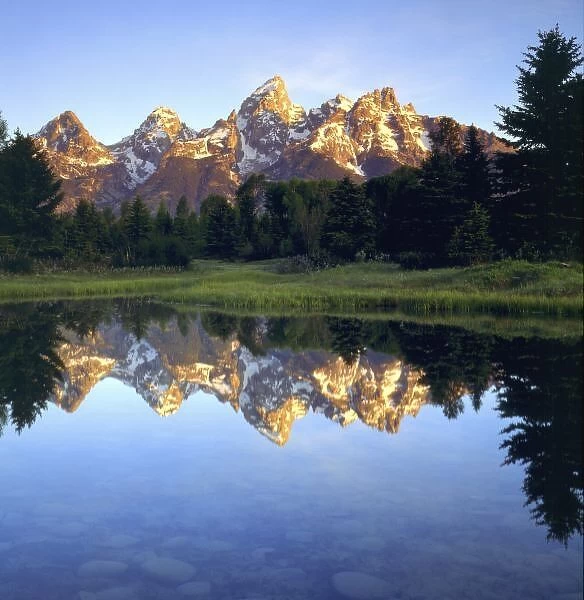 USA, Wyoming, Grand Teton National Park. Grand Teton Mountains reflecting in the