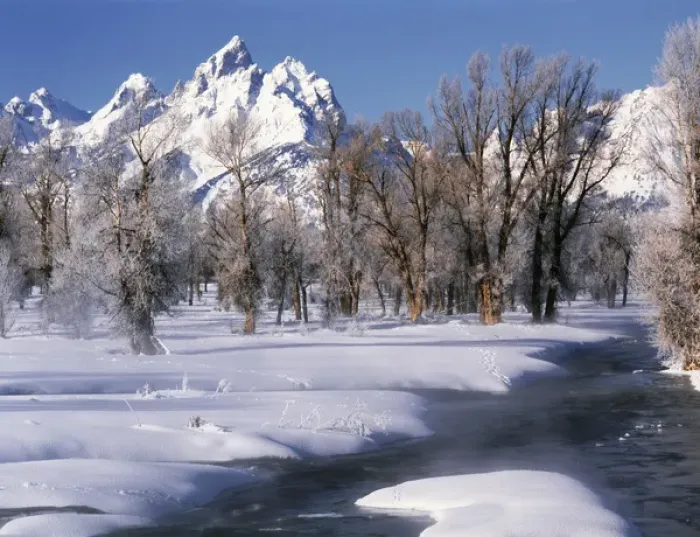 Framed Print : USA, Wyoming, Grand Teton National Park covered in snow