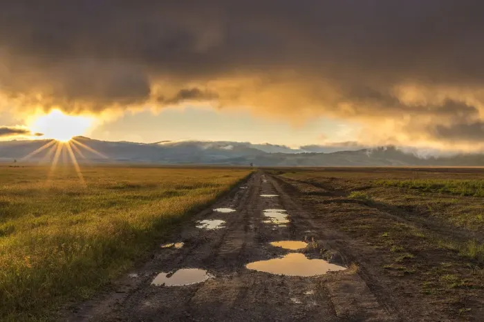 Framed Print : USA, Wyoming, Grand Tetons. Sunrise over mountains and road in landscape. Credit as Framed Print : USA, Wyoming, Grand Tetons. Sunrise over mountains and road in landscape. Credit as