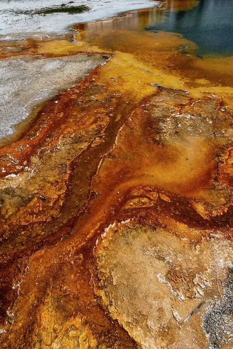 Framed Print : USA, Wyoming. Hot spring runoff, Emerald Pool, Yellowstone National Park