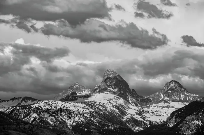 Framed Print : USA, Wyoming. Landscape of dramatic clouds over Teton peaks from the west Framed Print : USA, Wyoming. Landscape of dramatic clouds over Teton peaks from the west