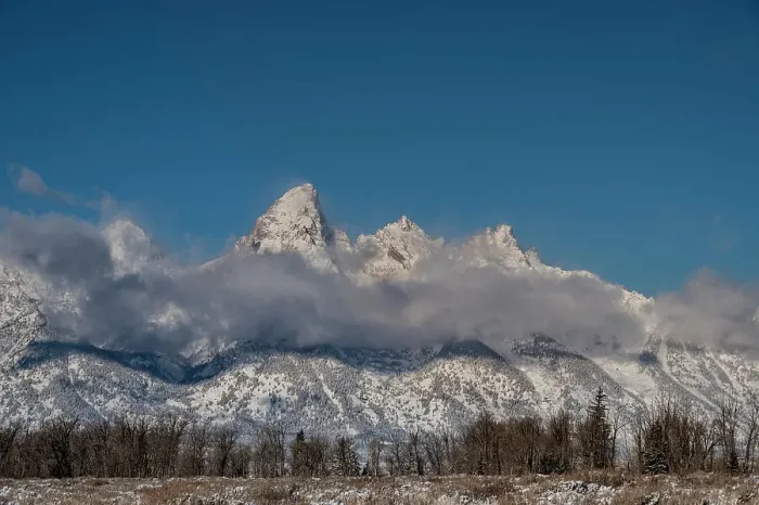 Framed Print : USA, Wyoming. Landscape of Low clouds in front of Grand Teton, Grand Teton National Park Framed Print : USA, Wyoming. Landscape of Low clouds in front of Grand Teton, Grand Teton National Park