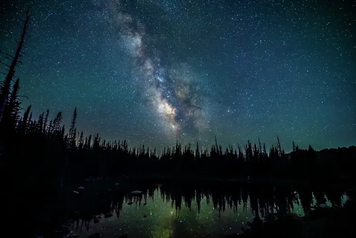Framed Print : USA, Wyoming, Medicine Bow National Forest. Milky Way reflects in lake at night. ©Cathy & Gordon Illg  /  Jaynes Gallery  /  DanitaDelimont.com