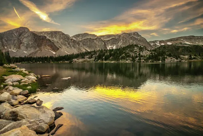 Framed Print : USA, Wyoming, Medicine Bow National Forest. Mirror Lake landscape at sunset. ©Cathy & Gordon Illg / Jaynes Gallery / DanitaDelimont.com Framed Print : USA, Wyoming, Medicine Bow National Forest. Mirror Lake landscape at sunset. ©Cathy & Gordon Illg / Jaynes Gallery / DanitaDelimont.com