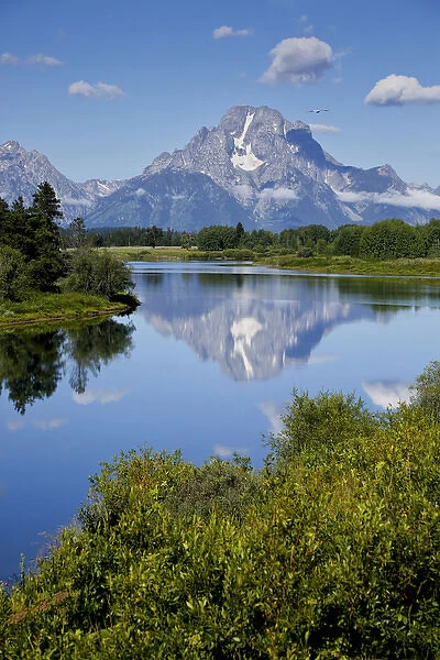 USA, Wyoming. Mt. Moran reflected in the Snake River, Grand Teton National Park Credit as