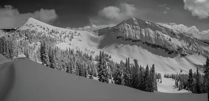 Framed Print : USA, Wyoming. Panoramic of Peaked Mountain and Mary's Nipple, Grand Targhee Resort with new snow Framed Print : USA, Wyoming. Panoramic of Peaked Mountain and Mary's Nipple, Grand Targhee Resort with new snow