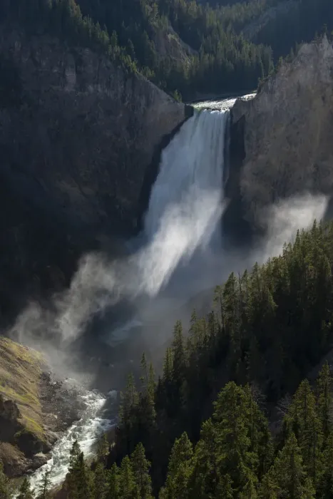 Framed Print : USA, Wyoming. Shadows and mist at Lower Yellowstone Falls, Yellowstone National Park