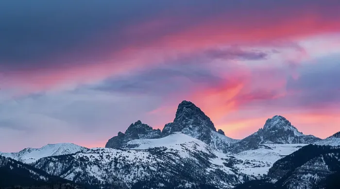 Framed Print : USA, Wyoming. Sunset of Grand Teton and Table Mountain seen from west Framed Print : USA, Wyoming. Sunset of Grand Teton and Table Mountain seen from west