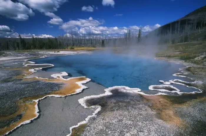 Framed Print : USA, Wyoming, View of hot springs at Yellowstone National Park Framed Print : USA, Wyoming, View of hot springs at Yellowstone National Park
