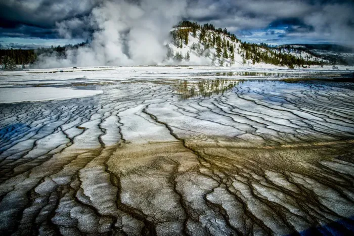 Framed Print : USA, Wyoming, Yellowstone National Park, winter, springs