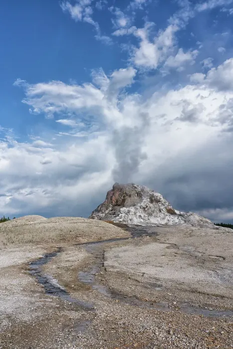 Framed Print : USA, Wyoming, Yellowstone National Park. Lower Geyser Basin, White Dome Geyser begins its eruption Framed Print : USA, Wyoming, Yellowstone National Park. Lower Geyser Basin, White Dome Geyser begins its eruption