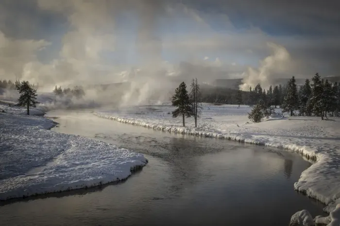 Framed Print : USA, Wyoming, Yellowstone National Park in winter Framed Print : USA, Wyoming, Yellowstone National Park in winter