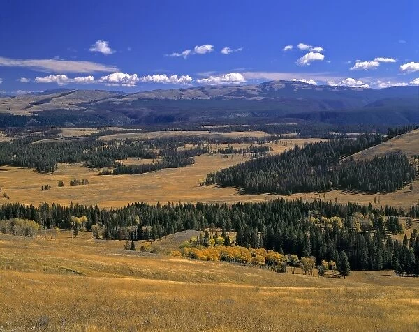 USA, Wyoming, Yellowstone NP. An overview of Yellowstone National Park, a World Heritage Site