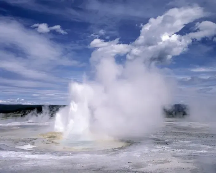 Framed Print : USA, Wyoming, Yellowstone NP. Steam churns from the Norris Geysers, Yellowstone NP
