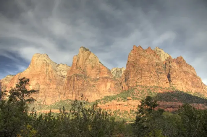Framed Print : UT, Zion National Park, Zion Canyon, Court of the Patriarchs