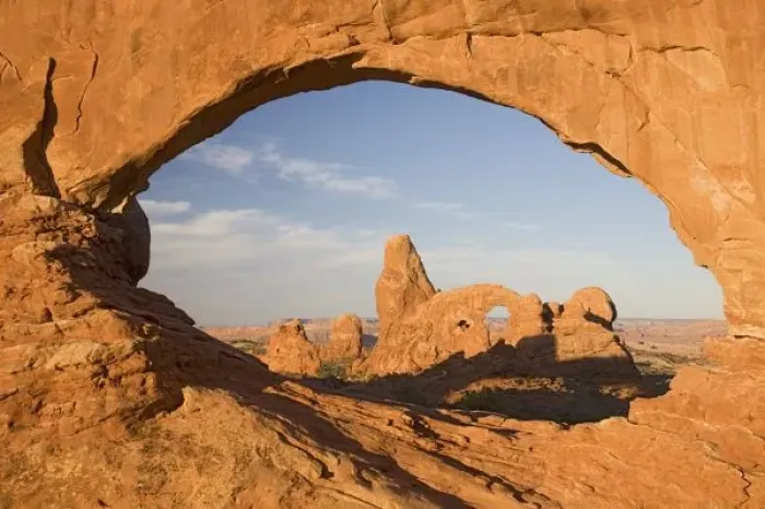 Framed Print : PA118. Utah, Arches NP, Turret Arch through North Window Framed Print : PA118. Utah, Arches NP, Turret Arch through North Window