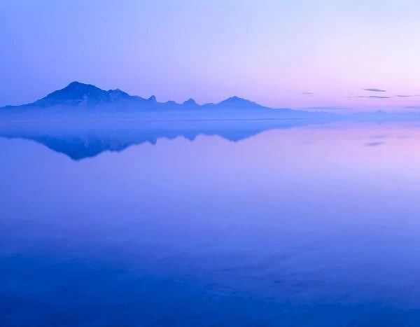 UTAH, Silver Island Mtns, dawn, reflected in Bonneville Salt Flats. Great Salt Lake Desert