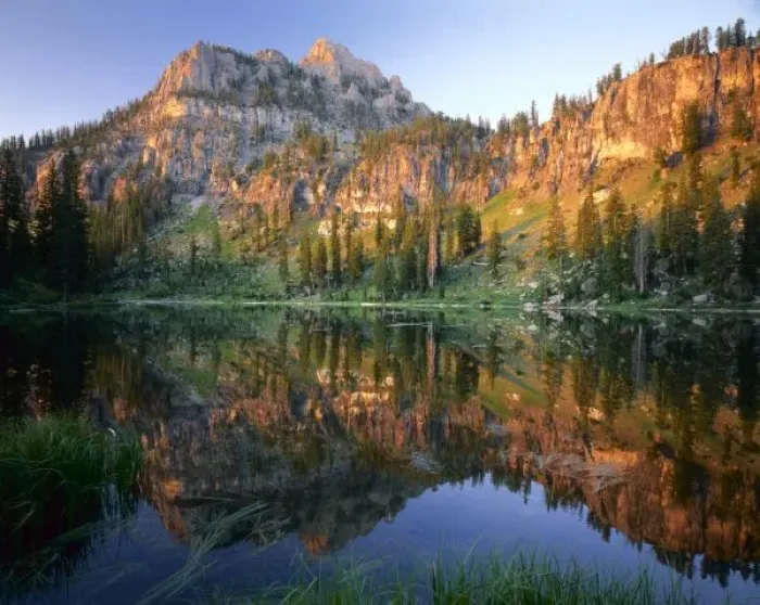 Framed Print : UTAH. USA. Mt. Magog reflected in White Pine Lake at sunrise. Bear River Range. Wasatch-Cache Framed Print : UTAH. USA. Mt. Magog reflected in White Pine Lake at sunrise. Bear River Range. Wasatch-Cache