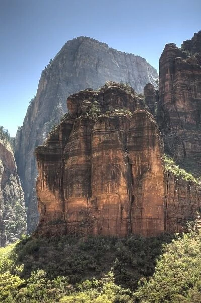 Utah, Zion National Park, rock formation The Organ, the Great White Throne in the