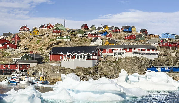 Uummannaq harbor and town, northwest of Greenland, located on an island in the Uummannaq