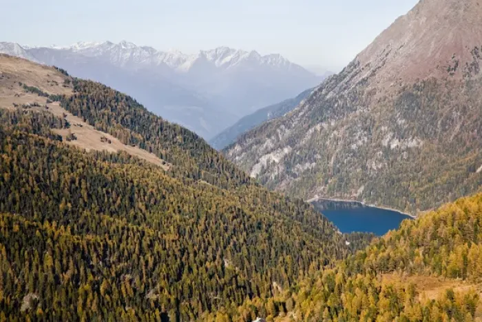 Framed Print : The valley Martelltal with lake Zufrittsee in south tyrol... Europe, central europe
