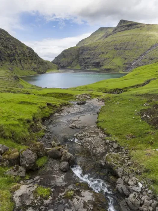 Framed Print : The valley of Saksun, one of the main attractions of the Faroe Islands. The island Streymoy