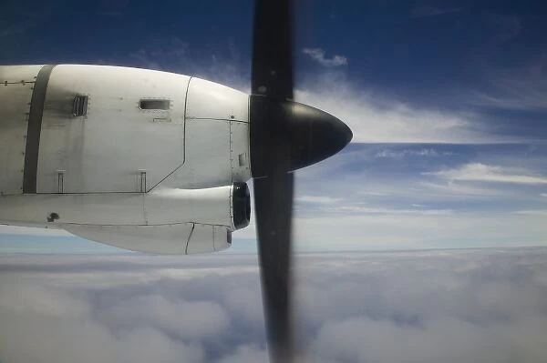 Vanuatu, Tanna Island, Lenakel. View from turbo-prop airliner window