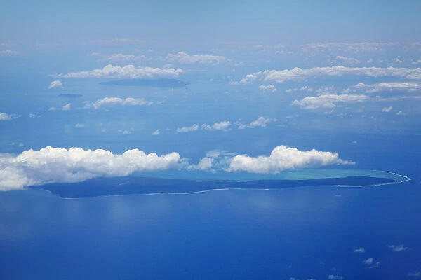 Vatulele Island and clouds, Fiji, South Pacific - aerial