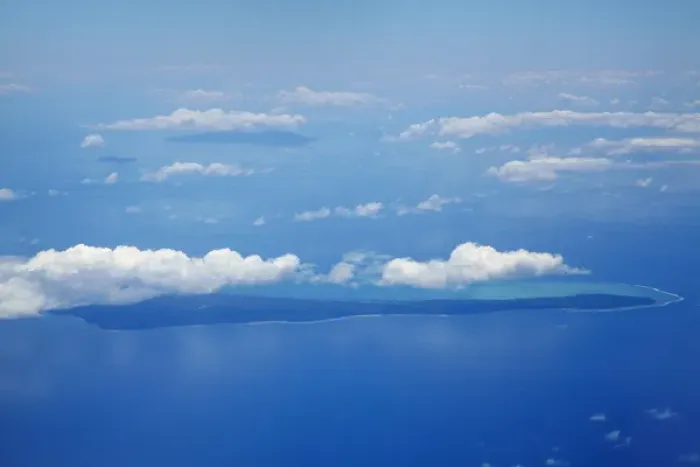 Framed Print : Vatulele Island and clouds, Fiji, South Pacific - aerial