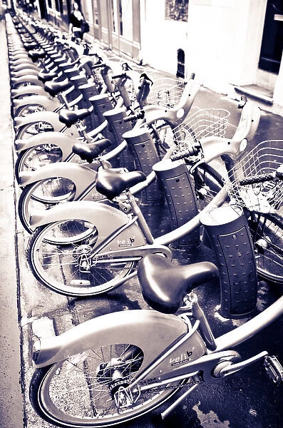 Velib bicycles for rent, Paris, France
