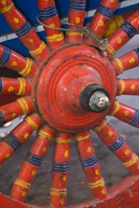 Framed Print : Vendors cart and wheel design of the colorful wooden spokes in Alexandria, Egypt
