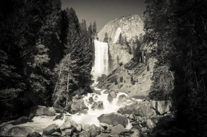 Framed Print : Vernal Falls and hikers on the Mist Trail, Yosemite National Park, California, USA Framed Print : Vernal Falls and hikers on the Mist Trail, Yosemite National Park, California, USA