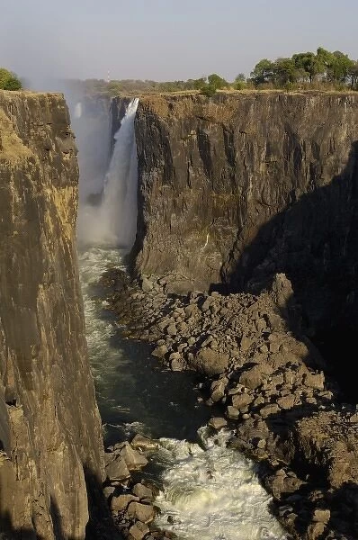Victoria Falls. Border of Zimbabwe and Zambia. The largest waterfall in Africa. ZIMBABWE