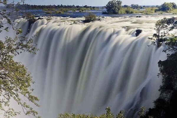 Victoria Falls or Mosi-oa-Tunya (the Smoke that Thunders) in Zambesi river is 108 meters