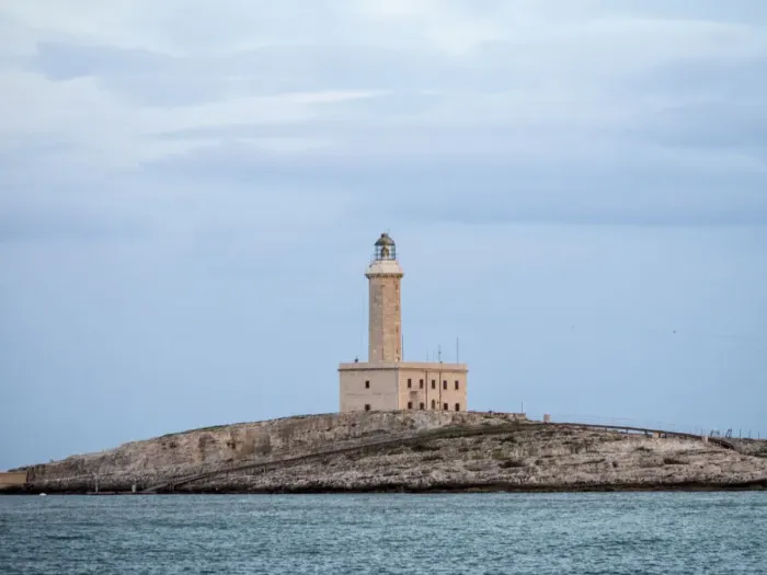 Framed Print : Vieste Lighthouse, also Isola Santa Eufemia is an active lighthouse on the islet of Santa Eufemia